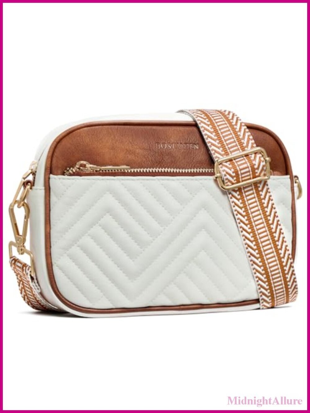 Quilted Small Crossbody Bag Vegan Leather Purse Detachable Guitar Strap